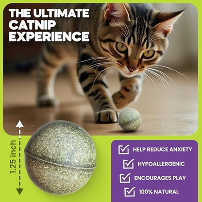 Pawbreakers 4 Bonkas Catnip Balls - All Natural Cat Treats & Toys, Medical Grade Catnip, Safe & Digestible, Hypoallergenic & Vegan - 1/2 oz, 1.25 Inch Diameter, Made in USA - Image 3