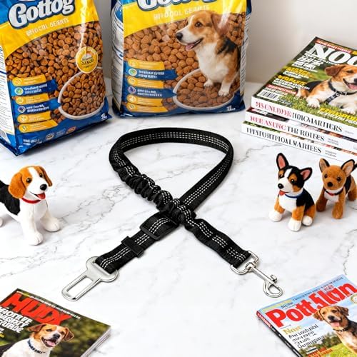 Black Adjustable Dog Car Safety Seat Belt with Elastic Cushion Leash & Anti-Tangle Metal Buckle - Image 7