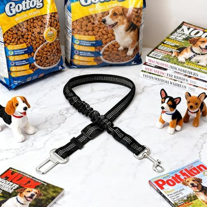 Black Adjustable Dog Car Safety Seat Belt with Elastic Cushion Leash & Anti-Tangle Metal Buckle - Image 7