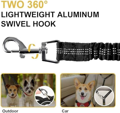 MingXpet 2 Dog Leash, Dog Leash for 2 Dogs, 360° Swivel No Tangle Double Walking Training Leashes for Large Dogs that Pull, Comfortable Shock Absorbing Reflective Bungee, Black - Image 3