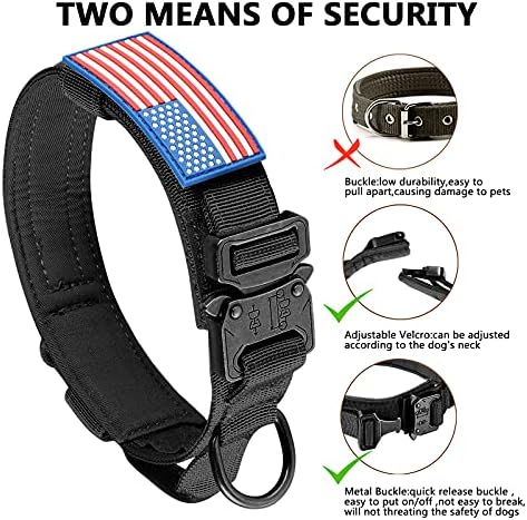 DAGANXI Tactical Dog Collar, Adjustable Military Training Nylon Dog Collar with Control Handle and Heavy Metal Buckle for Medium and Large Dogs, with Patches and Airtags Case (XXL, Black) - Image 5