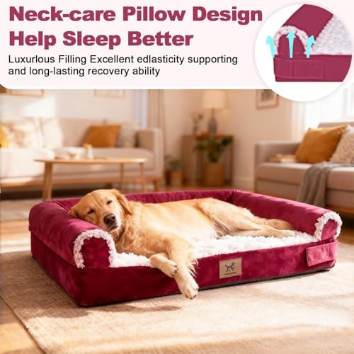 Orthopedic Dog Bed for Medium Dogs, Egg-Crate Foam with Bolster, L - Image 4