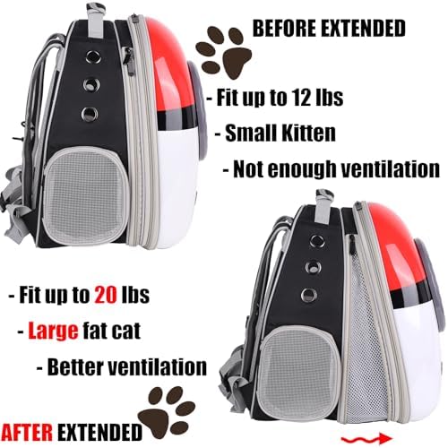 Front Expandable Cat Backpack Carrier, Fit up to 20 lbs, Space Capsule Astronaut Cat Bubble Backpack to Carry and Transport Large Fat Cat - Image 4