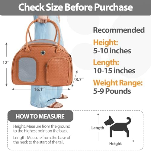 Dog Purse Carrier for Small Dogs, Airline Approved Pet Carrier Purse with Mesh Windows, Soft-Sided Travel Bag for 5–9 lbs Puppy & Cats, Lightweight Tote for Travel & Daily Outings - Image 3
