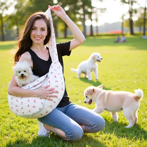 Floral Dog Sling Carrier for Small Dogs & Cats 5-15LBS, Medium - Image 2