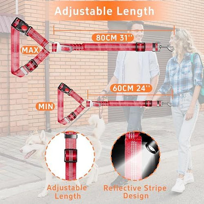 Seyezo Dog Car Seat Belt for Car, 2 Piece Set Retractable Dog Car Harness Adjustable Reflective Dog Seatbelt for Vehicle Headrests, Dog Safety Restraint Seatbelt Heavy Duty& High Elastics, Red - Image 6