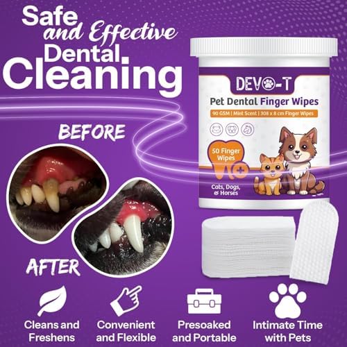 DEVO-T 100% Natural Dog Teeth Cleaning Wipes Mint Scented | 50 Count | Pet Teeth Cleaning Finger Wipes for Dogs, Cats & Horses | Remove Bad Breath, Plaque & Tartar Buildup | Dog Dental Wipes Finger - Image 6