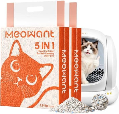 Meowant Mixed Cat Litter Fast Clumping, 5-in-1 Bentonite Tofu Cat Litter by Meowant