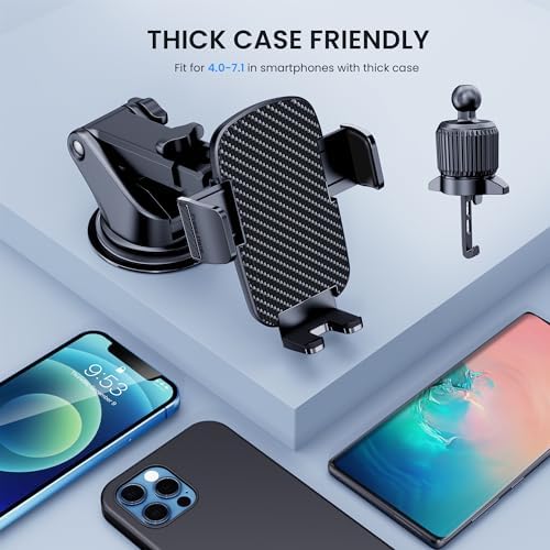 Car Phone Holder [Military-Grade Suction] Phone Stand for Car [Super Stable] Automobile Car Mount for iPhone Universal Accessories Air Vent Dashboard Windshield Mount Fit Vehicle Accessories - Image 7