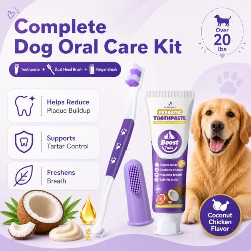 Dog Toothbrush Kit, 2.5oz Toothpaste, Dual-Head & Finger Brush - Image 2