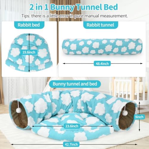 BWOGUE Bunny Tunnel Bed, 2-in-1 Collapsible Rabbit Tunnel Hideout with Mat - Image 2