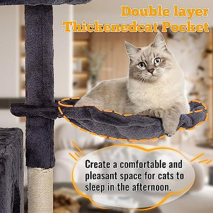 FDW 37.8" Cat Tree Tower | Dark Gray | Multi-Level Indoor Activity Center - Image 3