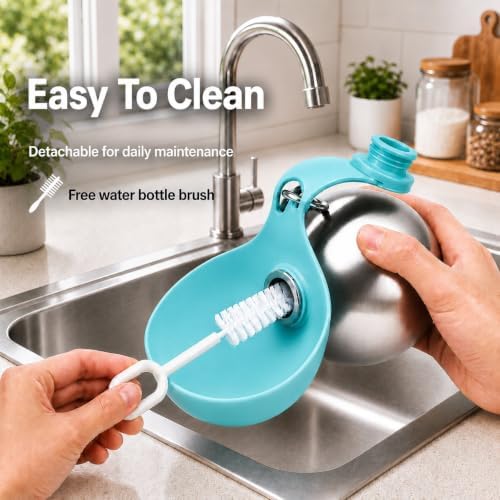 Portable Dog Water Bottle with Collapsible Silicone Bowl & Cleaning Brush - Image 2