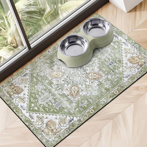 Dog Food Mats for Floors, Absorbent Dog Bowl Mat for Food and Water Dispenser Mat, Quick Dry Cat Food Mat Pet Supplies by Cuslnox
