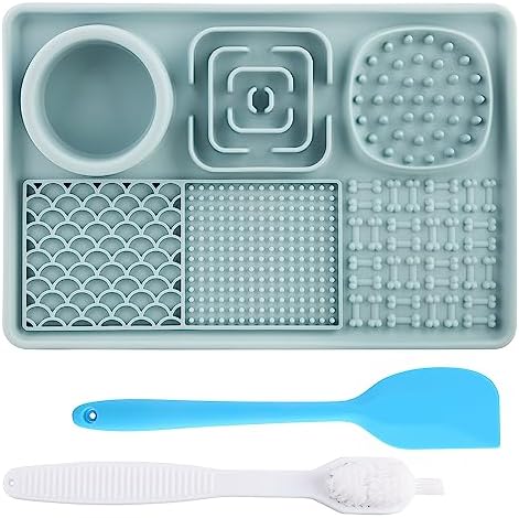 Lick Mat for Dogs, Slow Feeder Licking Mat with Suction Cups for Food and Water, Silicone Feeding Mat Perfect for Anxiety Relief Suitable for Butter Food Yogurt Peanut (Blue) by Petration