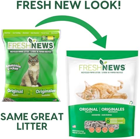 Fresh News Recycled Paper Original Pellet Cat Litter, 12 Pound, Non-Clumping, Unscented, Made in USA (Pack of 3) - Image 2