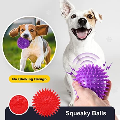 VITEVER 3 Colors 4.5” Heavy Duty Squeaky Dog Toy Balls for Medium Large Dogs, Dog Chew Toys for Teething, Spiky Balls for Aggressive Chewers, Durable Toys for Teeth Cleaning and Training - Image 5