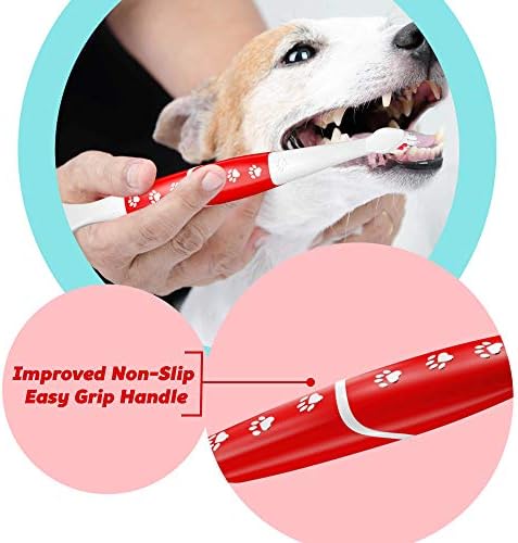 Pet Toothbrush for Dogs, Cats with Soft Bristles - Easy Teeth Cleaning & Dental Care, Non Slip Dual Head Dog Toothbrush for Medium & Large Pets, Toothpaste Not Included, Pack of 4 Red - Image 4