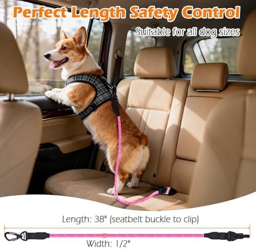 PetBonus 2 Packs Dog Seat Belt for Car, Rope Dog Car Harness for Vehicle - Image 4