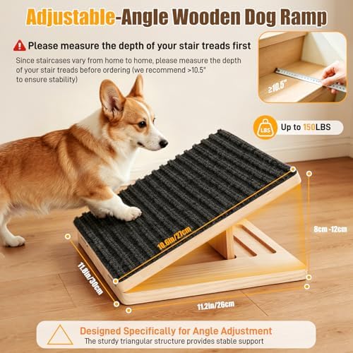 Dog Ramp for Stairs 4 Pack, Adjustable Non-Slip Wooden Stair Wedges - Image 4