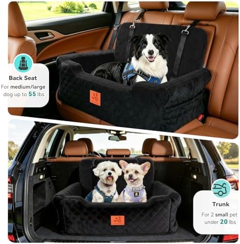 Dog Car Seat for Large/Medium Dogs Uuder 55 lbs, Memory Foam Car Dog Bed - Image 3