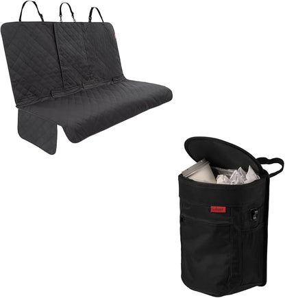 Lusso Dog Car Seat Cover and Car Trash Can- Waterproof Seat Cover and Leak Proof Trash Can - Organize and Clean Your Car