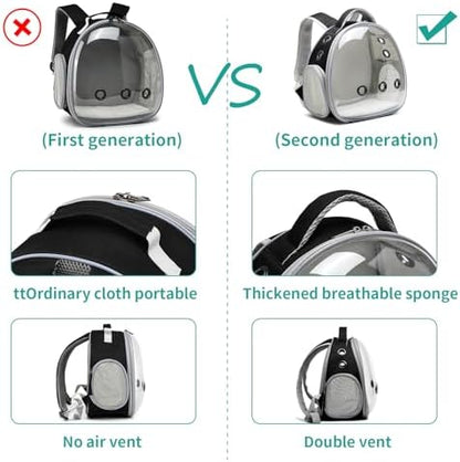 Portable Travel pet Backpack Carrier Hamster Bag Guinea Pig Bird Small Dog cat Turtle Carrier Rabbit Cage Squirrel Bearded Dragon Breathable Hangbag (Black) - Image 4