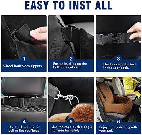 Dog Car Seat Pet Booster Seat Pet Travel Safety Car Seat,The Dog seat Made of Materials is Safe and Comfortable, and can be Disassembled for Easy Cleaning (Brown) - Image 6