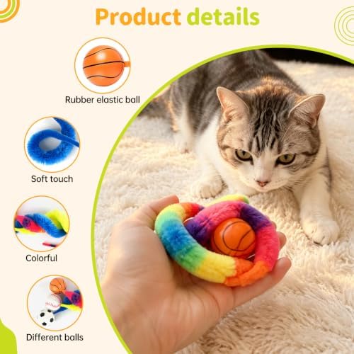 SHENGSEN Bouncy Ball with Tail Cat Toys 3 Pieces - Image 3