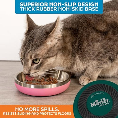 Master Pet Supply Stainless Steel Cat Bowls 9 oz Heavy Duty Emerald Sea - Image 4
