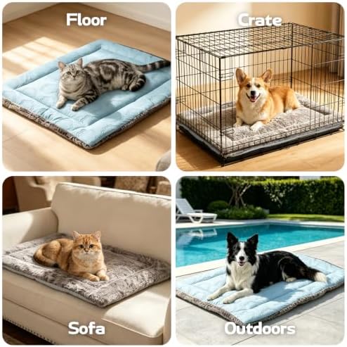 Cooling Mat for Cats, Self Warming Cat Bed, Reversible Warm & Cooling Cat & Small Dog Bed, Washable Dog Crate Pad, Dual-Sided Year Round Pet Pad for Cats Kittens Small Medium Dogs, Ideal for Crate - Image 5