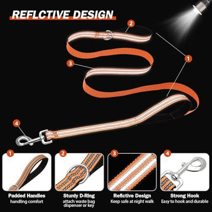 Hikiko 6FT Double Handle Traffic Dog Leash Reflective - Image 4