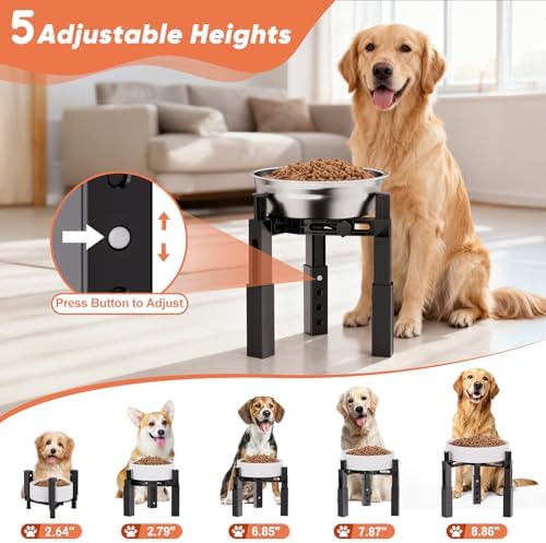 XIAZ Dog Bowl Stand Elevated Food Water Bowl Holder for Large Medium Small Sized Dog, Heights&Width Adjustable, Non-Slip, Durable, Elevated Feeding Bowl Stand for All Dogs Bowls (Stand Only) - Image 4