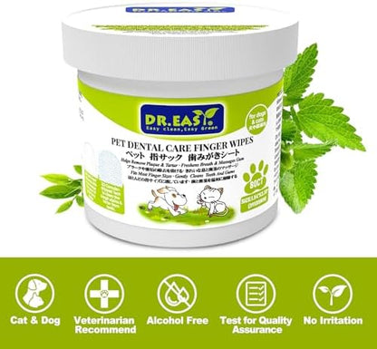 DR.EASY Upgraded Blue Dot Breath Freshener Dental Finger Wipes 80ct for Dog & Cat,Cleaning Pet Teeth Smoothly,Help Wipe Away Plaque&Tartar, No Added Harsh Chemicals No Brush Formula - Image 4