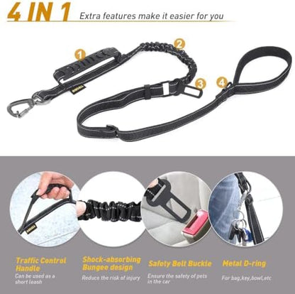 AUBELL Tactical Dog Leash Heavy Duty,4-6ft No Pull Bungee Leash,Black - Image 4