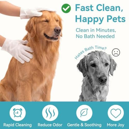 Pet Glove Wipes for Dogs & Cats, No-Rinse Bath Wipes - Image 2