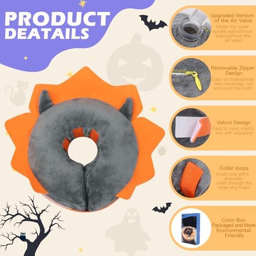 IEUUMLER Inflatable Recovery Dog Collar, Protective Donut Cone, Adjustable Soft Collar for Dog and Cat After Surgery Prevent from Biting & Scratching EU002 - Grey Demon XL - Image 4