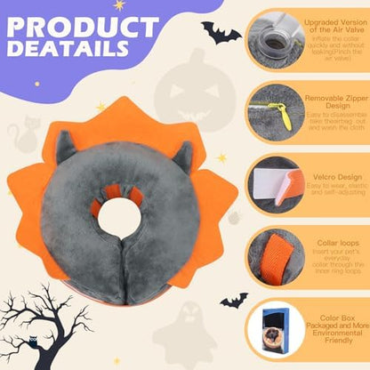 IEUUMLER Inflatable Recovery Dog Collar, Protective Donut Cone, Adjustable Soft Collar for Dog and Cat After Surgery Prevent from Biting & Scratching EU002 - Grey Demon XL - Image 4