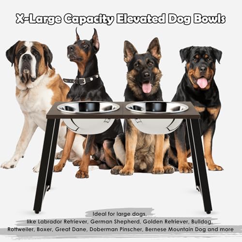 Elevated Dog Bowls for Large Dogs with Slow Feeder, 2 Stainless Steel Dog Bowls -101oz, 16.5" Tall Raised Dog Food Water Bowl Stand for Large Breed, Extra Large Dogs - Image 2
