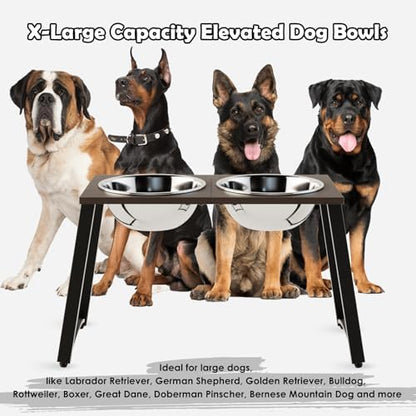 Elevated Dog Bowls for Large Dogs with Slow Feeder, 2 Stainless Steel Dog Bowls -101oz, 16.5" Tall Raised Dog Food Water Bowl Stand for Large Breed, Extra Large Dogs - Image 2