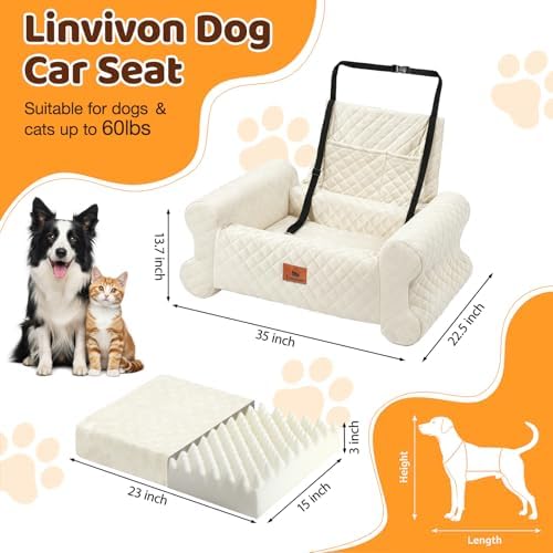Dog Car Seat for Medium/Large Dogs up to 60LBS Memory Foam Dog Booster Seat - Image 2