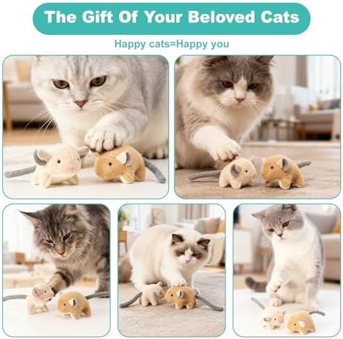 Plush Catnip Mice Toys with Rattle Sound- 2 Pcs Interactive Cat Toys for Indoor Cats, Durable Stress Relief Eco-Friendly Small Mouse Chew Playthings（with Catnip Bag - Image 6