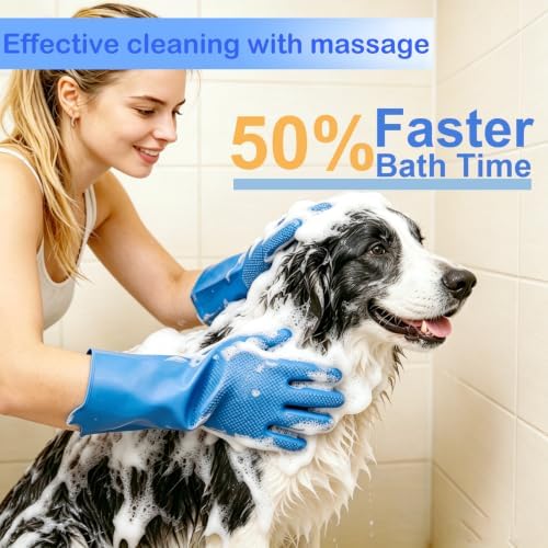 Silicone Pet Grooming Gloves Dog Washing Gloves for Bathing Massaging - Image 2
