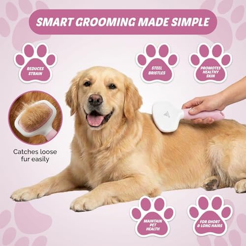 Pink Deshedding Slicker Brush for Long and Short Hair Dogs - Image 5