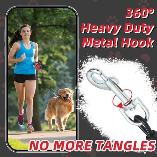 PUPTECK Retractable Dog Leash with Detachable Chew Proof Cable, Red, 16 ft - Image 5