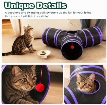 Love's cabin Cat Tunnel for Indoor Cats, 3-Way Collapsible Play Tunnel - Image 7
