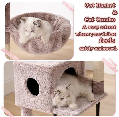 Heybly Cat Tree with Toy, 49.2 inch Cat Tower for Indoor Cats HCT200SMU - Image 5