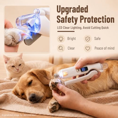 2-in-1 Dog Nail Clippers with LED Light, Rechargeable Pet Nail Grinder for Small Dogs & Cats, 4-Speed Quiet Painless Claw Trimmer with 2026 Upgraded Safety Guard to Avoid Overcutting - Image 7