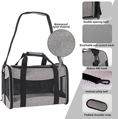 Small Animals Cat Carrying Case Pet Carrier Airline Approved, Protable and Breathable Pet Travel Carrier Removable Fleece Pad Collapsible Cat Carrier Dog Carrier Small Cats Dogs(15 * 10 * 10) - Image 5