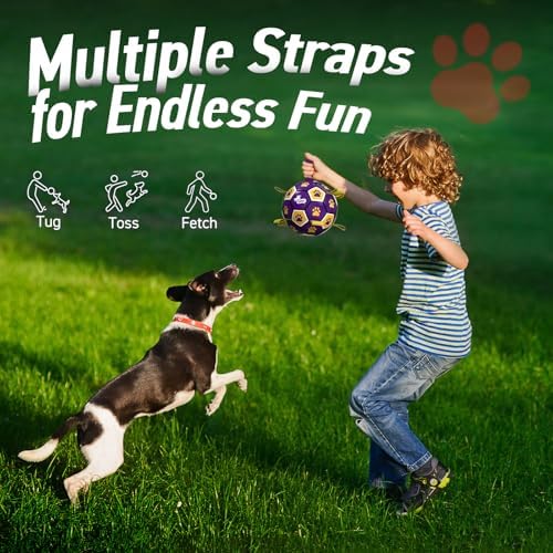 QDAN Dog Balls Toys, Soccer Ball with Straps, Herding Ball Toy, Puppy Toy - Image 4